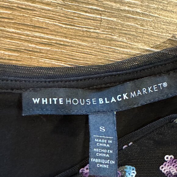 White House Black Market women's sequin sparkle short sleeve top size small - Picture 6 of 9
